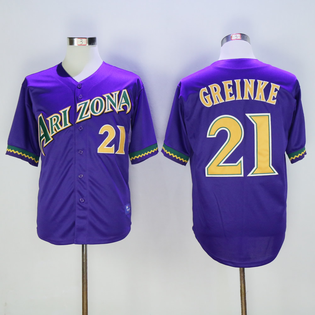 Men Arizona Diamondback #21 Greinke Purple Throwback MLB Jerseys
